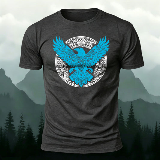 Combed Cotton Eagle Circle Motif Printed T-Shirt