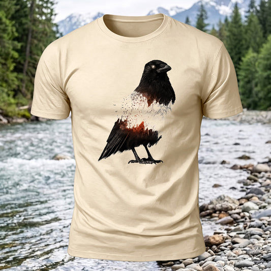 DTG Forest Within Crow Printed Short Sleeve T-Shirt