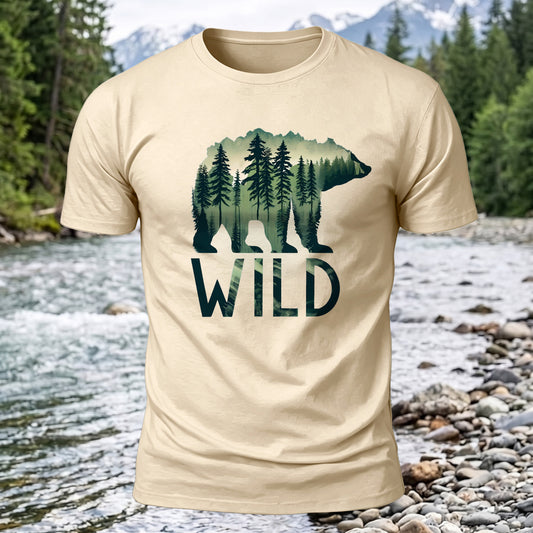 Wild Bear Printed Short Sleeve T-Shirt