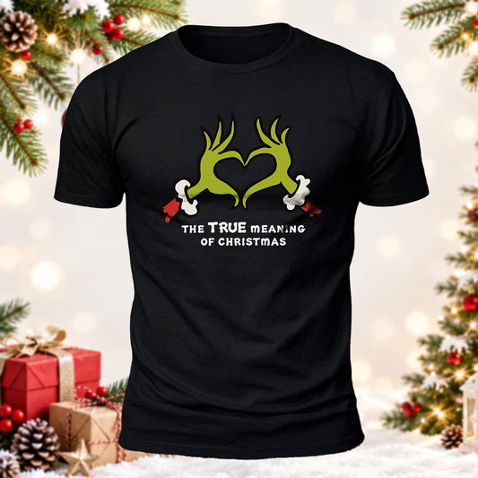 Green Monster Heart Hands Printed Short Sleeve T-Shirt