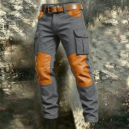 Men's Leather Patchwork Tactical Pants