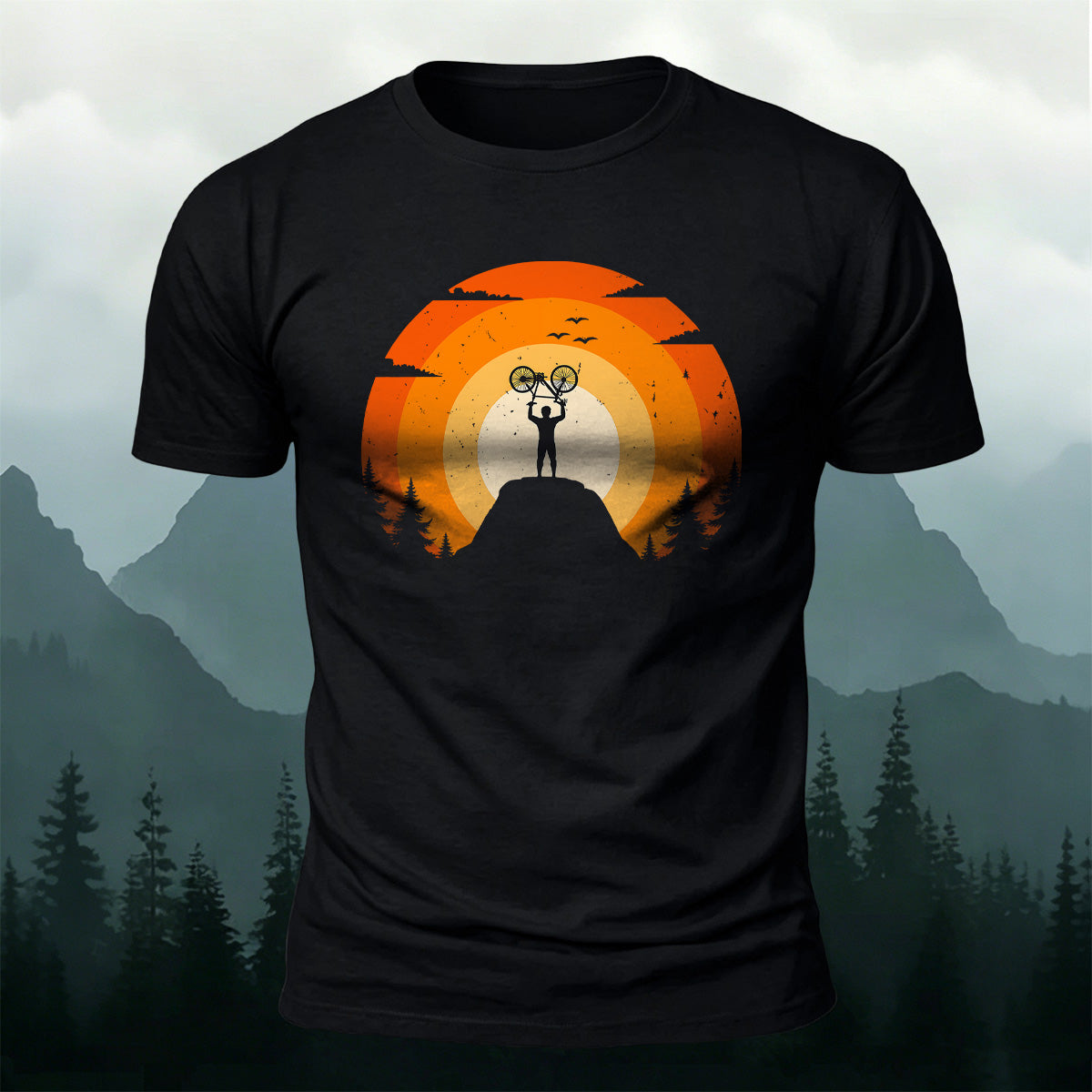 Outdoor Cycling Art Print 100% Cotton Comfort T-Shirt Black