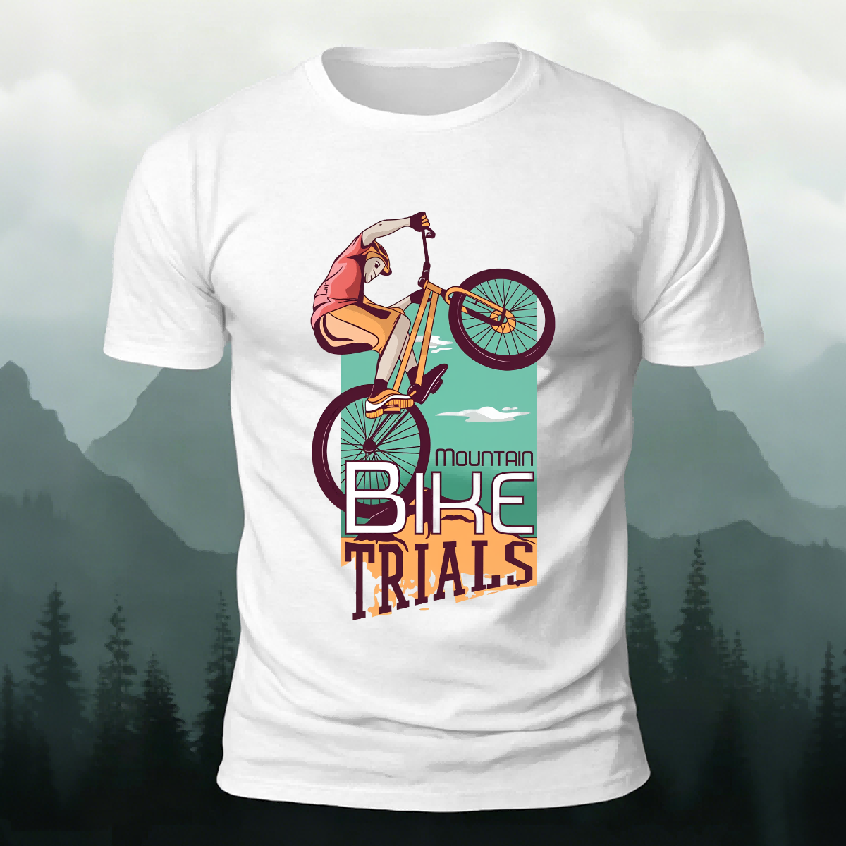 Mountain Biking Printed Fashion Premium Cotton T-Shirt