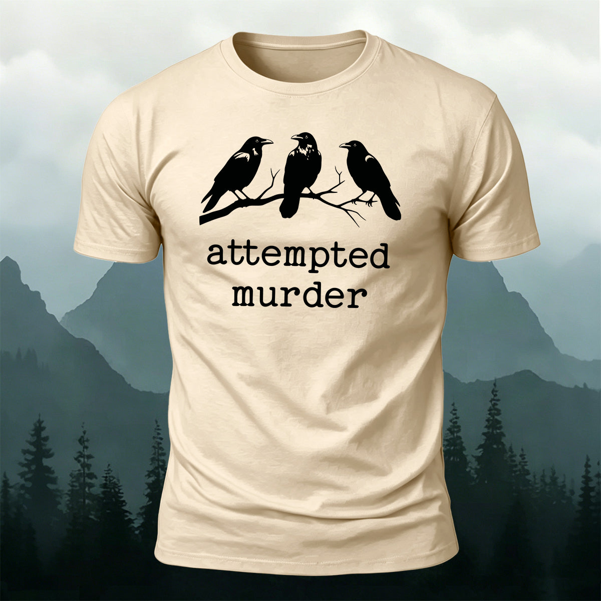 Bird print natural casual premium cotton T-shirt