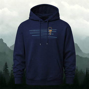 Cotton Blend Wave Geometric Print Casual Hoodie