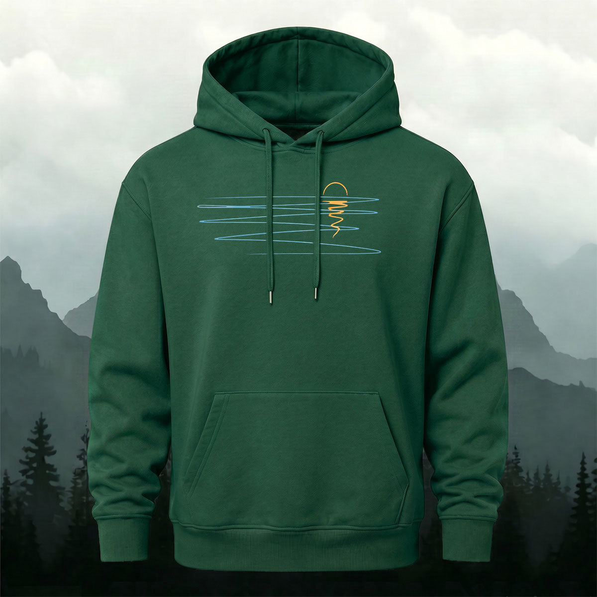Cotton Blend Wave Geometric Print Casual Hoodie