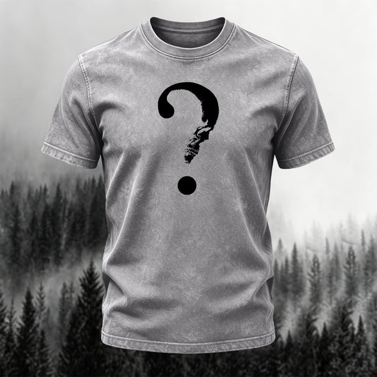 Washed Cotton Question Mark Print Vintage T-Shirt