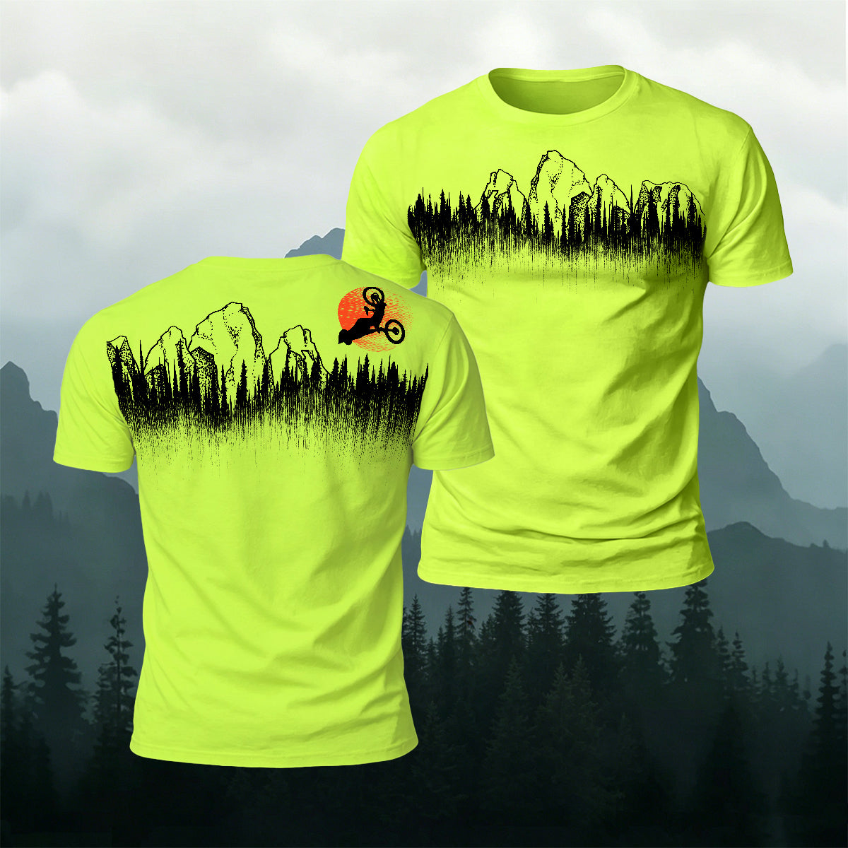 Mountain Biking Print Natural Casual T-Shirt