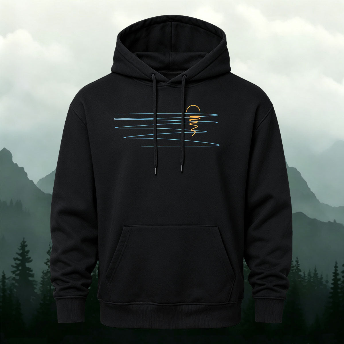 Cotton Blend Wave Geometric Print Casual Hoodie