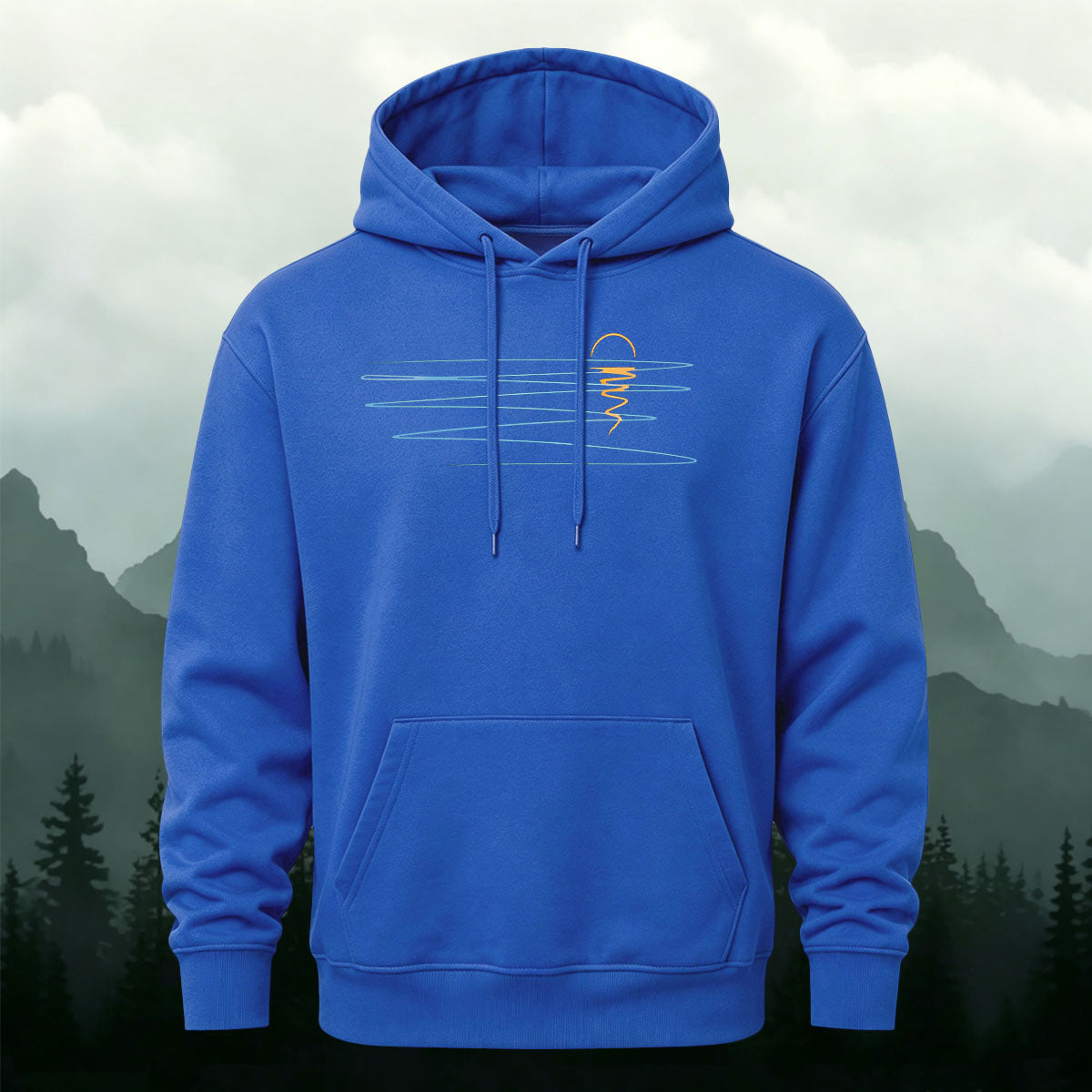 Cotton Blend Wave Geometric Print Casual Hoodie