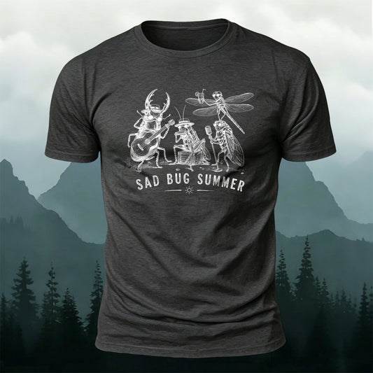 100% Cotton Natural Insect Concert Print Casual Tee