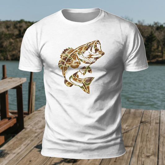 Premium Cotton Camo Fish Printed T-Shirt