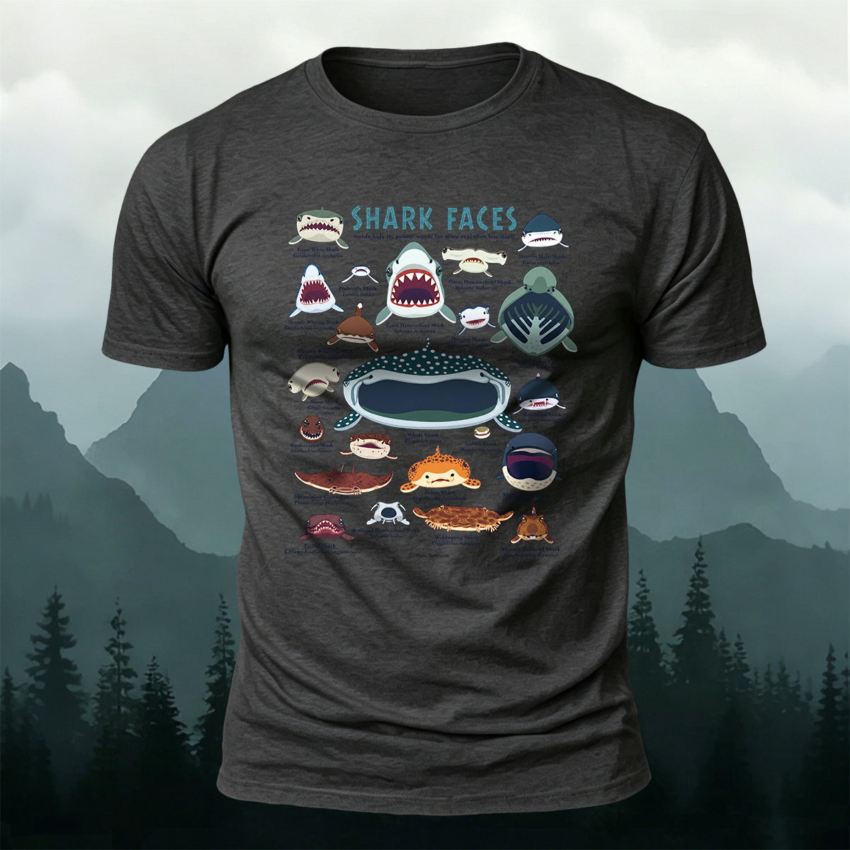 Marine Animal Cartoon Print Outdoor Casual Cotton T-Shirt