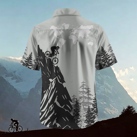 Sublimation Men's Mountain Biking Collared Hawaiian Shirt