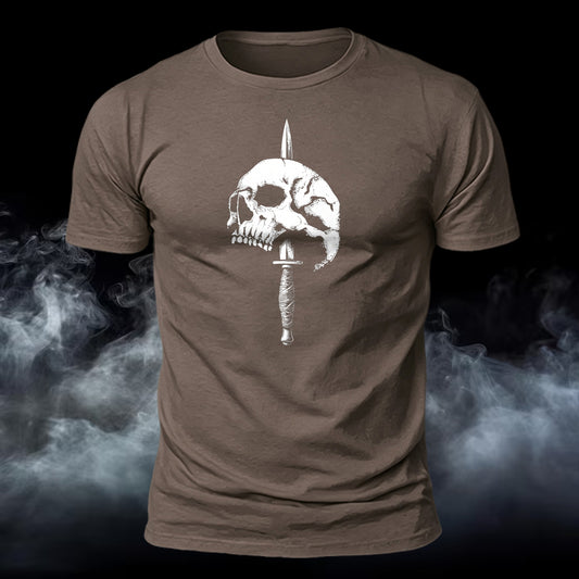 DTG Premium Cotton Knife Skull Printed T-Shirt