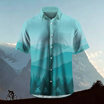 Sublimation Men's Green Fields Forest Lapel Hawaiian Shirt