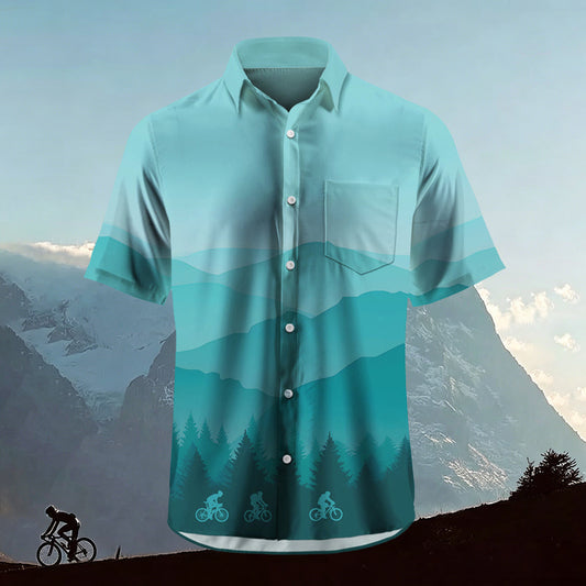 Sublimation Men's Green Fields Forest Lapel Hawaiian Shirt