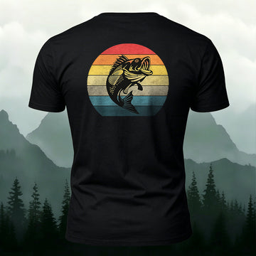 Fish Colorful Background Print Combed Cotton T-Shirt