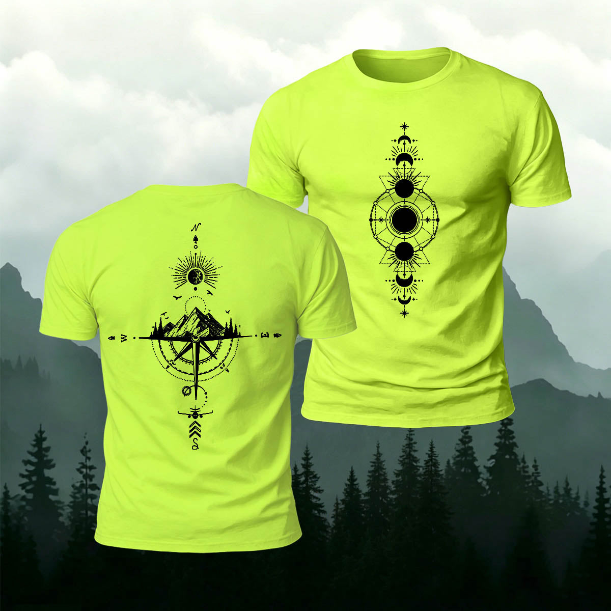 Cosmic and Nature Print Casual Cotton T-Shirt