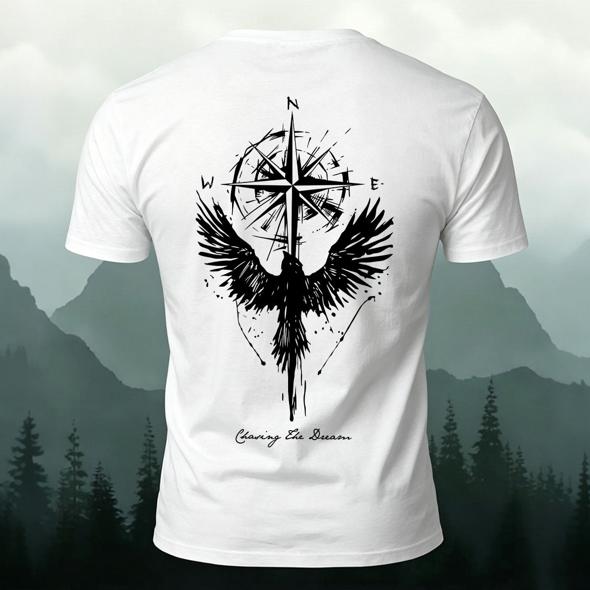 Phoenix Compass Print Casual Cotton T-Shirt
