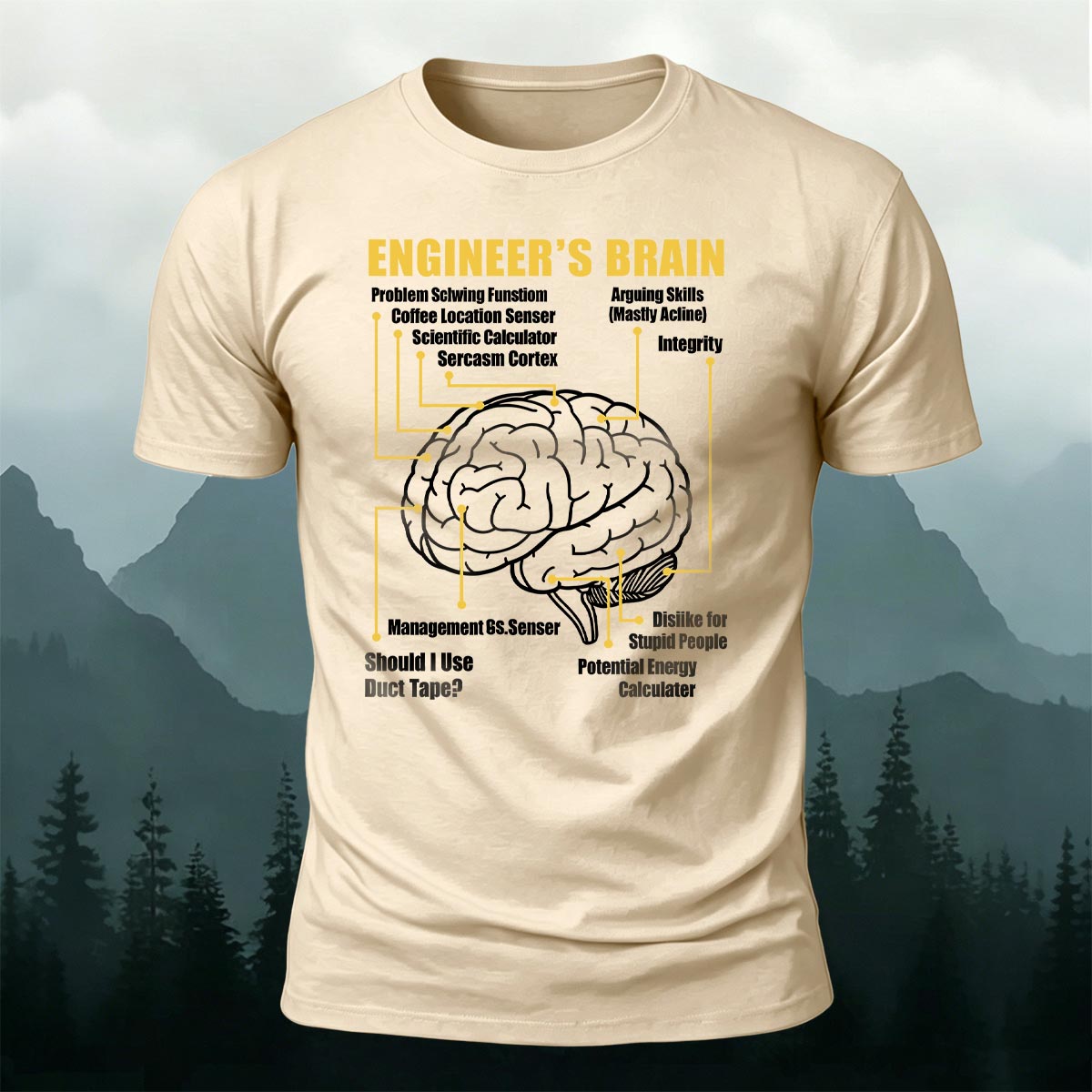 Fun Brain Graphic Casual 100% Cotton T-Shirt