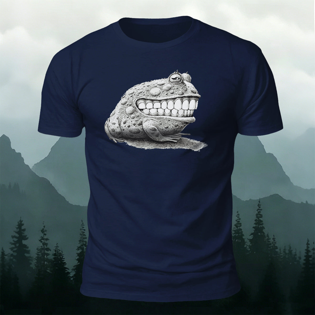 Fun Frog DesignCasual 100% Cotton T-Shirt Navy