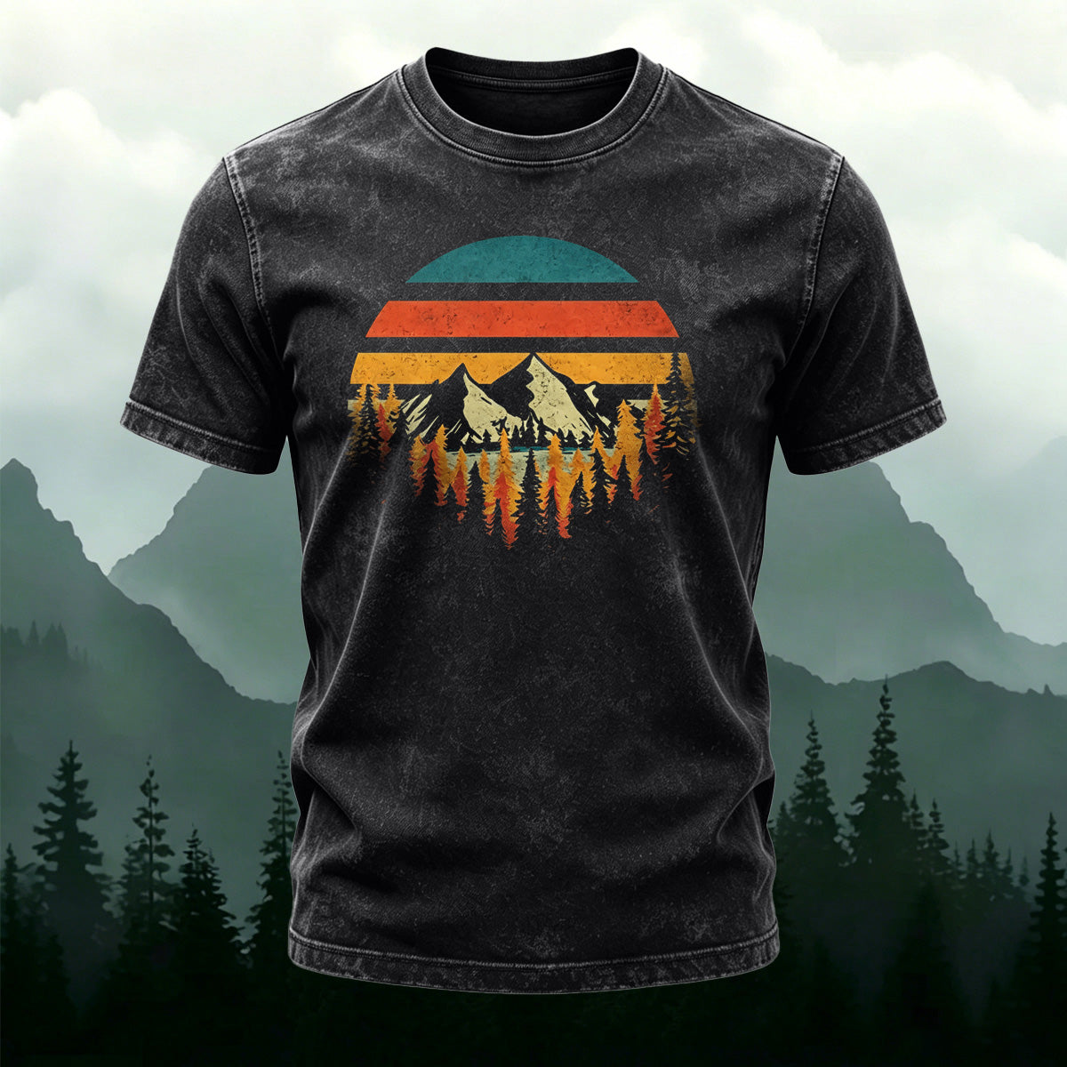 Colorful Landscape Print Ultra-soft Fabric Comfortable T-Shirt