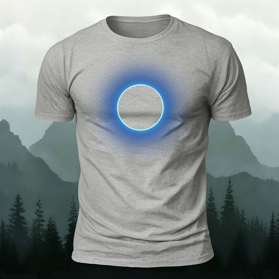 Glowing Circle Pattern Minimalist Breathable T-shirt Light Grey