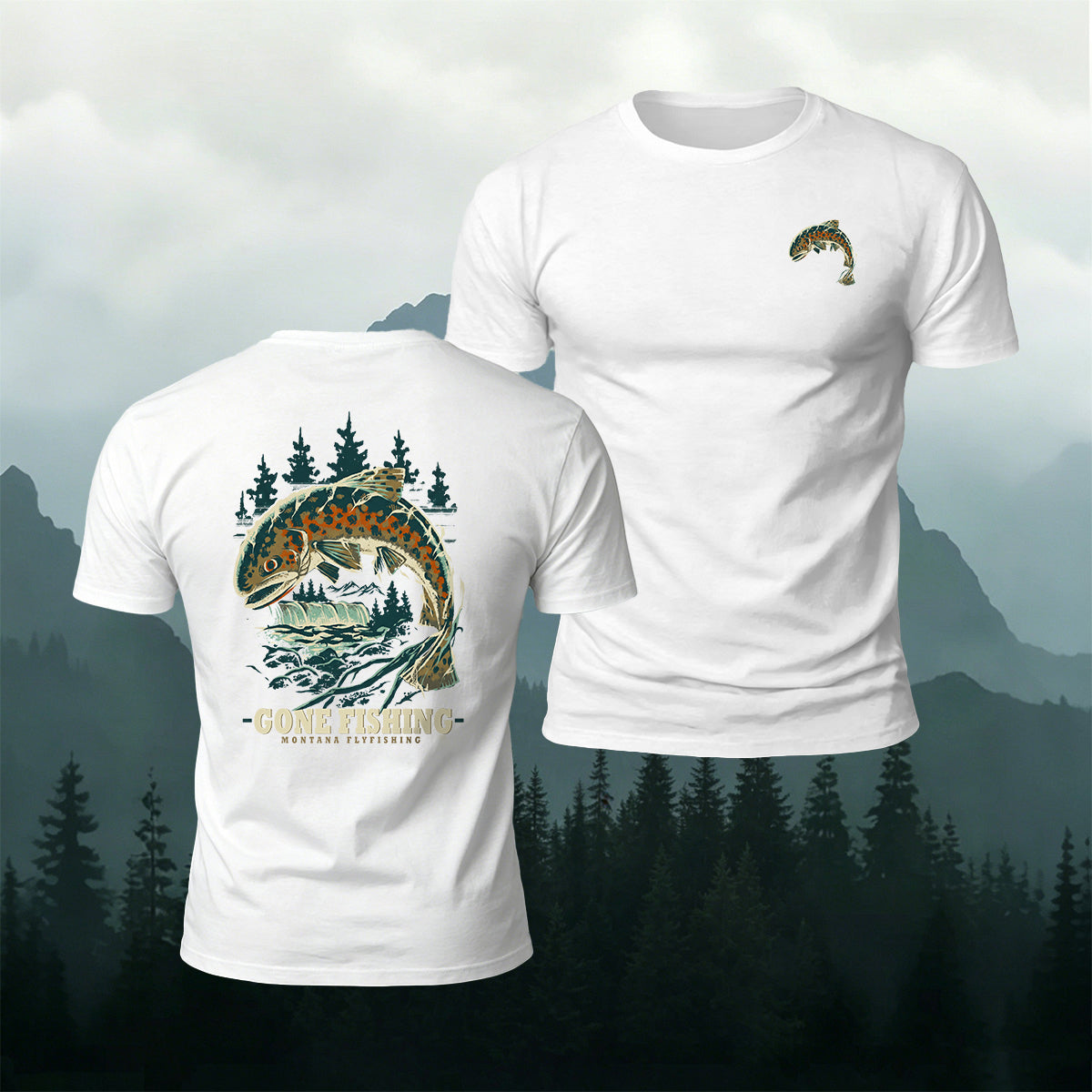 Go Catch Big Fish Printed Casual Cotton T-Shirt