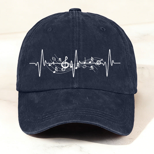 Music Note Printed Vintage Cap