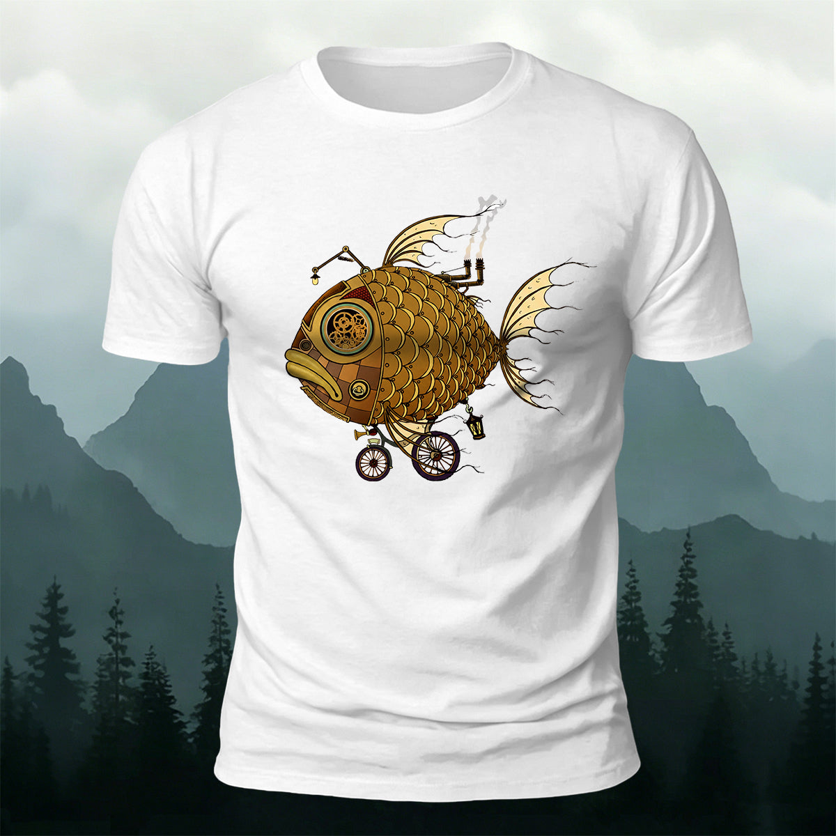 Clownfish Submarine Print Casual Cotton T-Shirt