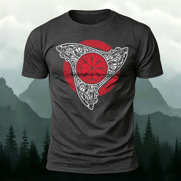 Vegvísir Viking Totem Printed Short Sleeve T-Shirt