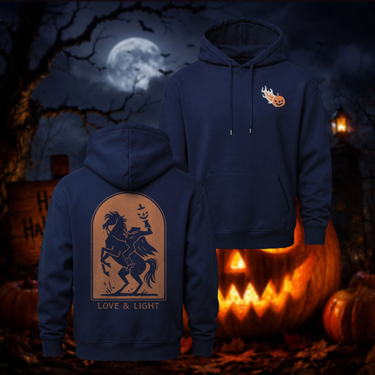 Western Ghost Rider & Pumpkin Print Casual Hoodie