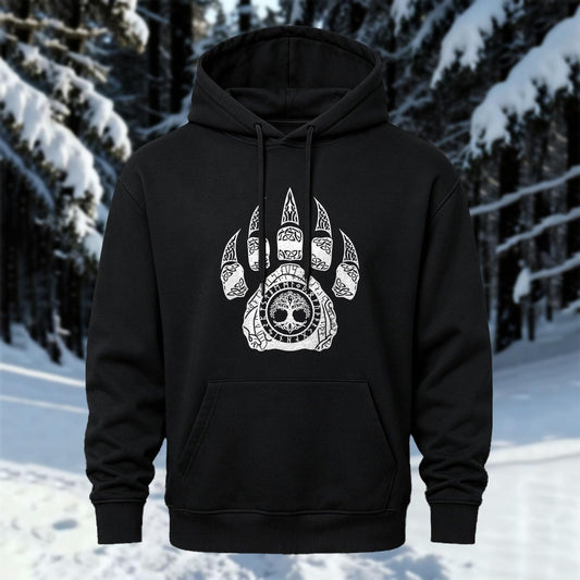 Bear Claw Viking Totem Printed Hoodie Sweatshirt