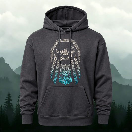 Cotton Viking Warrior Celtic Knot Print Casual Outdoor Hoodie