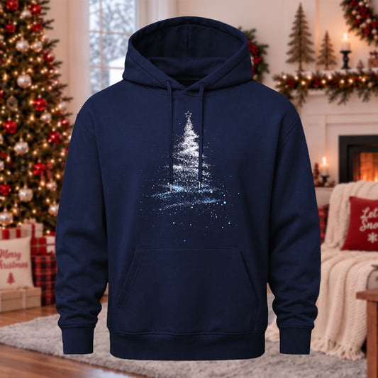 DTG Glitter Christmas Tree Printed Casual Hoodie Sweatershirt