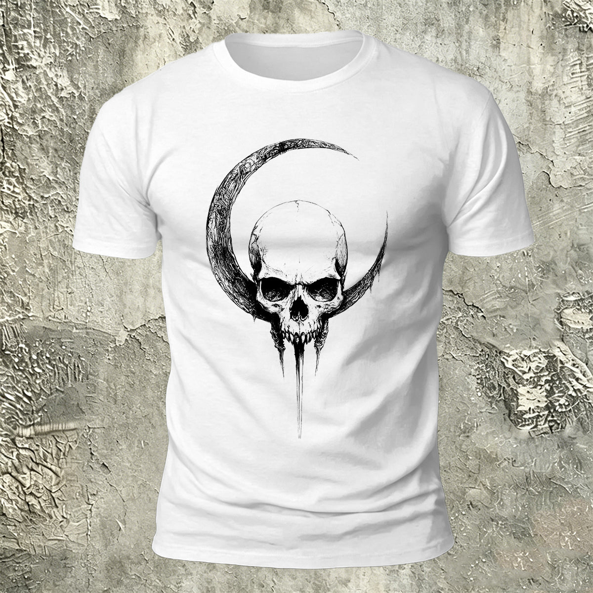 Moon Skull Print Casual 100% Cotton T-Shirt