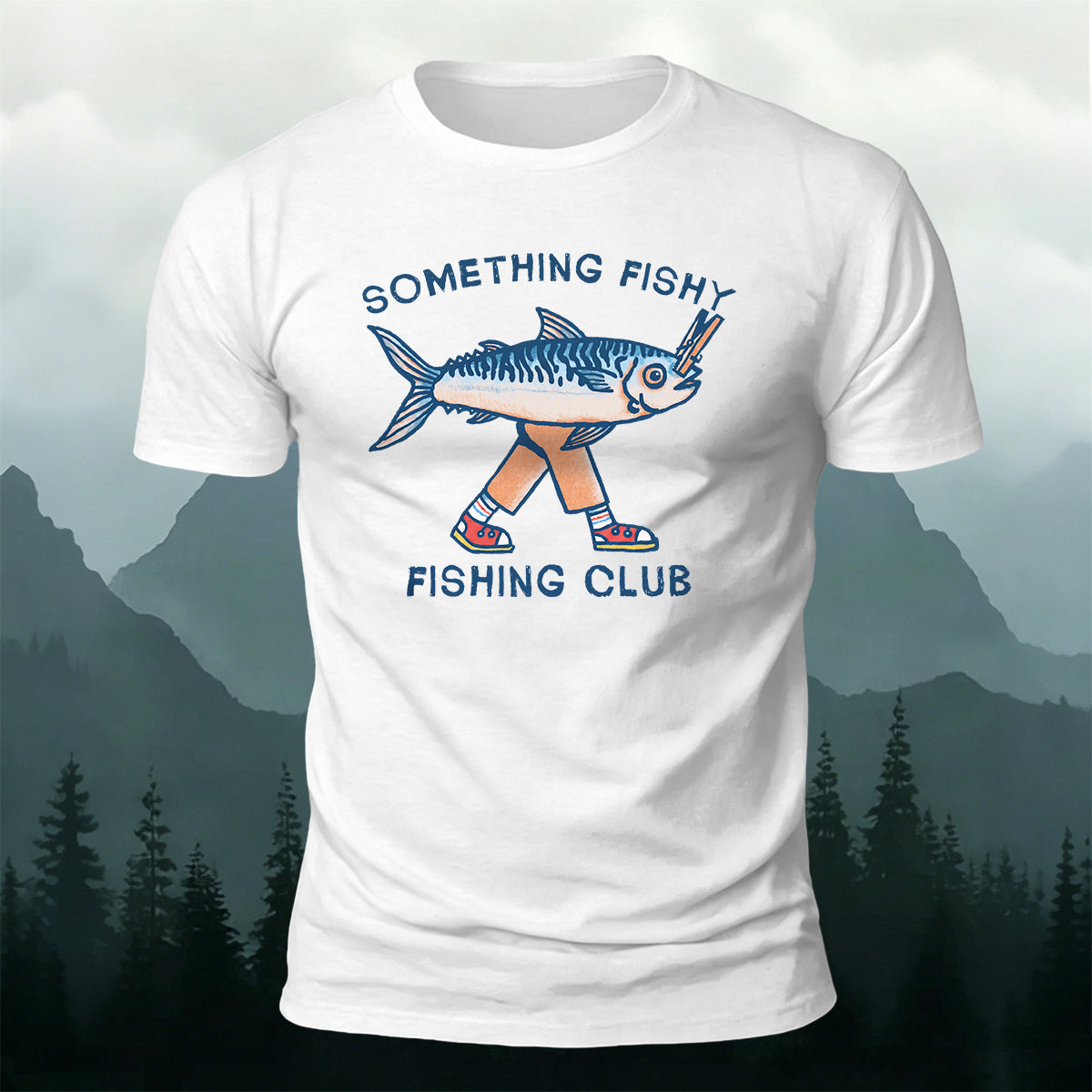 Fishing Club Printed Casual Versatile Cotton T-Shirt