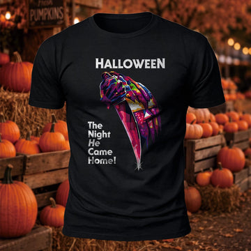 Halloween The Night He Came Home Printed Short Sleeve T-Shirt