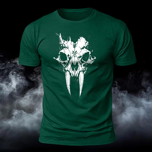 Saber-Toothed Bone Printed Short Sleeve T-Shirt