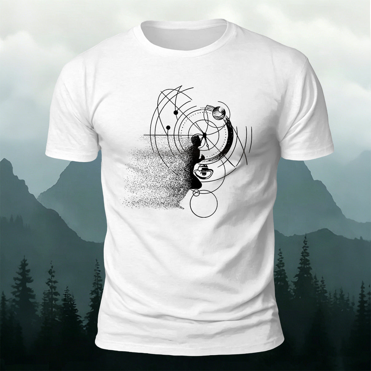 Running Line Print Outdoor 100% Cotton T-Shirt