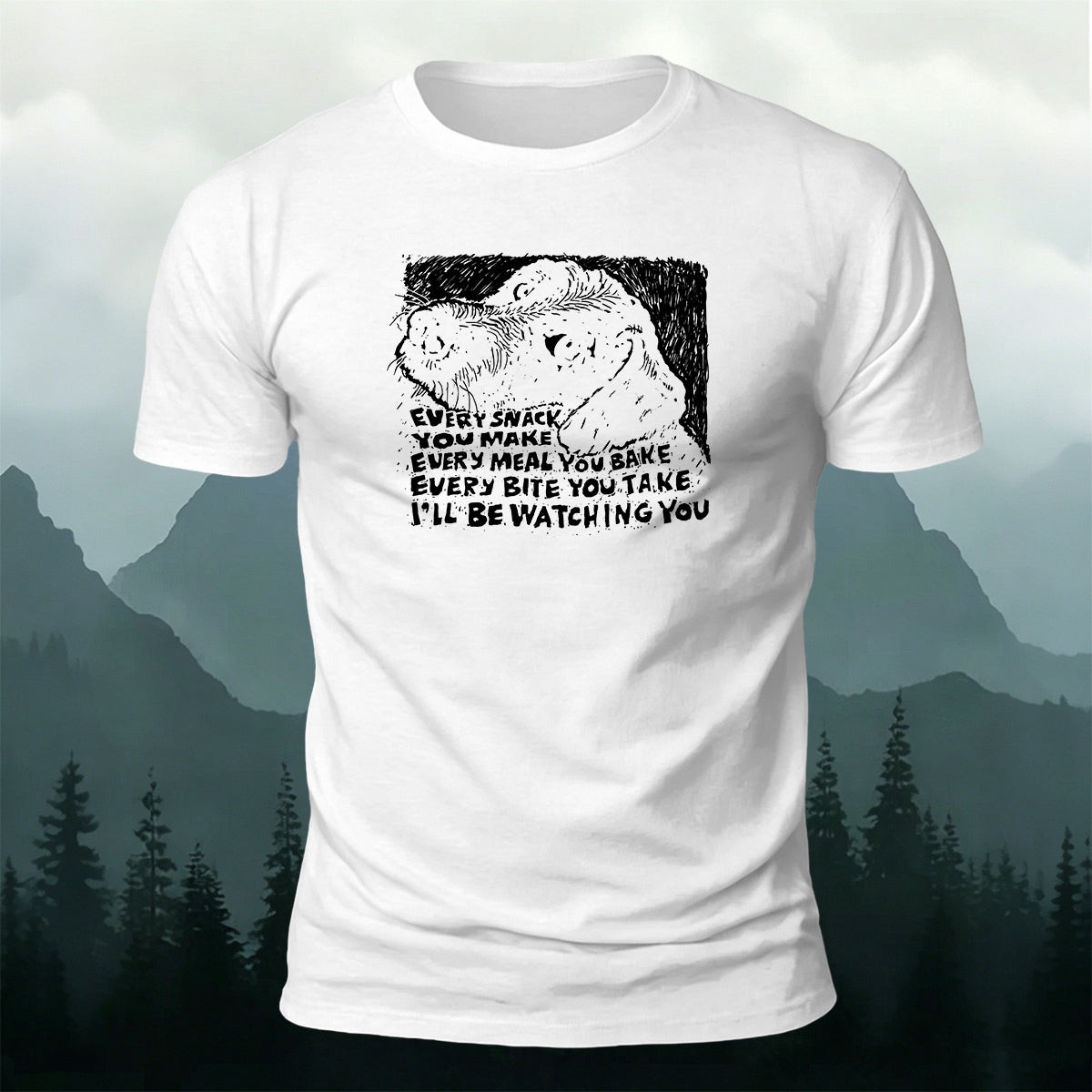 100% Cotton Dog Print Casual Round-Neck T-Shirt
