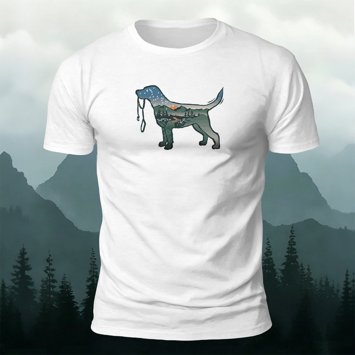 Cotton Creative Puppy Scenery Frame Versatile T-Shirt