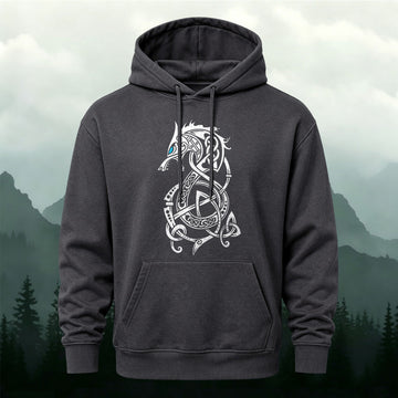 Cotton-Blend Viking Wolf Celtic Knot Print Versatile Hoodie