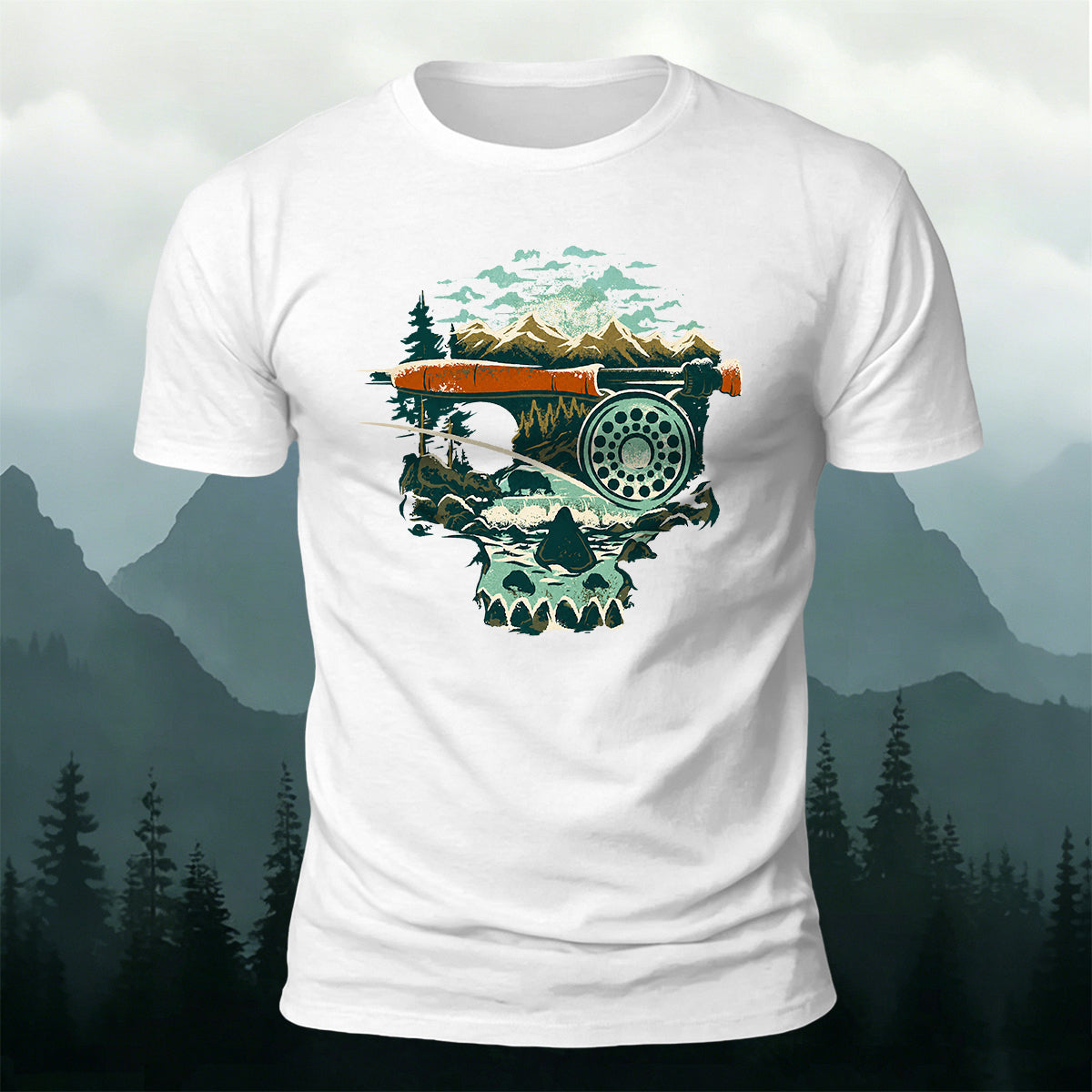 Nature-Inspired Art Print Casual Cotton T-Shirt