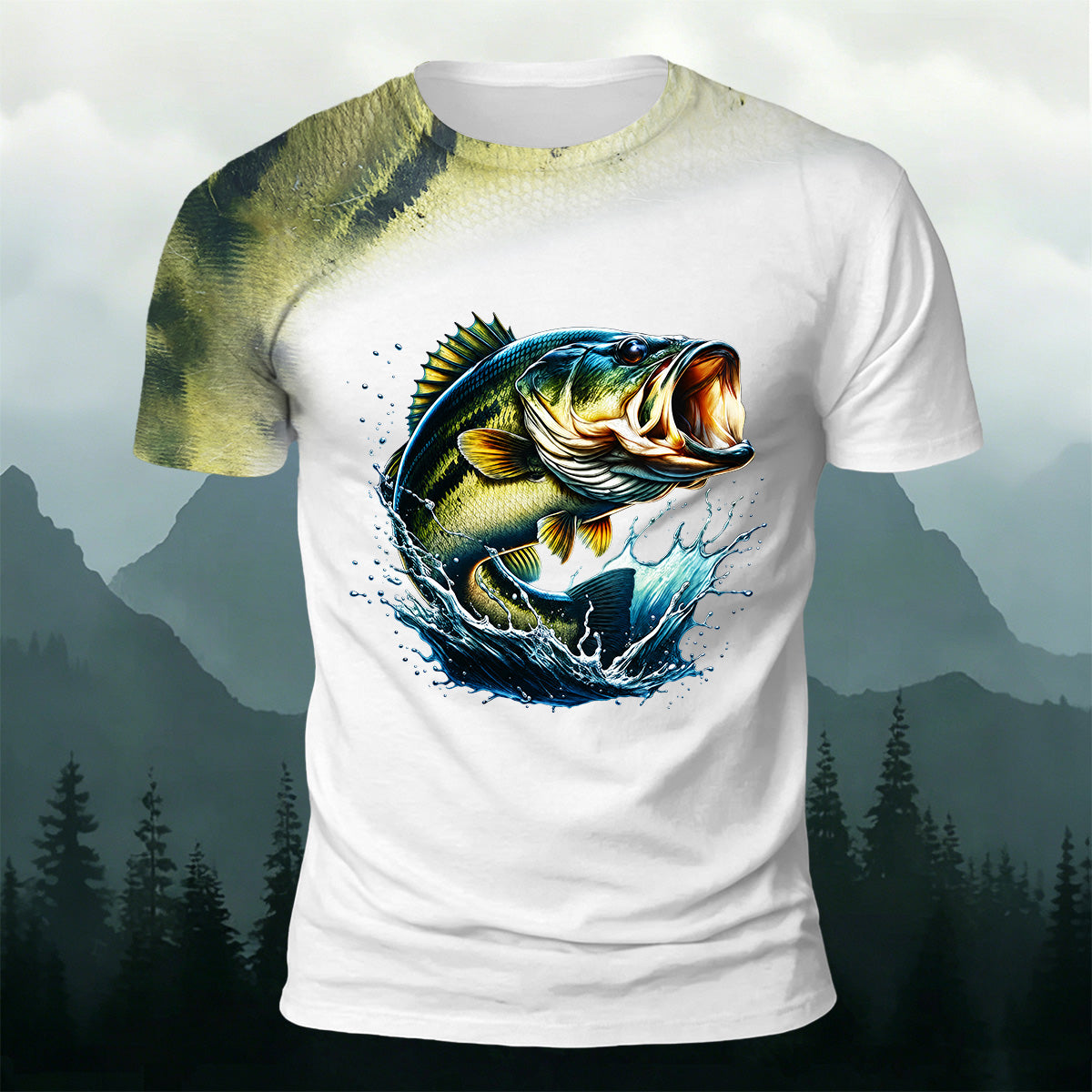 Deep-Sea Fish Print Casual Cotton T-Shirt