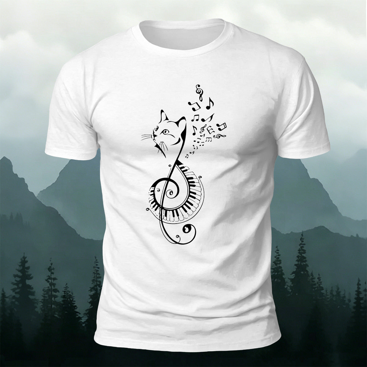 Cotton Cute Cat Music Note Versatile T-Shirt