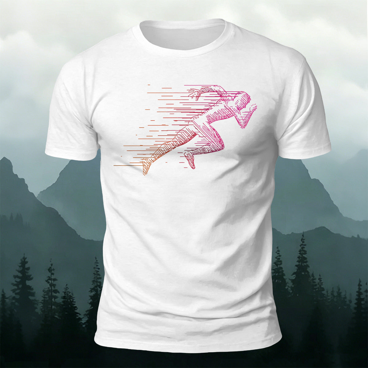 Simple Rapid Running Print Casual Breathable T-Shirt