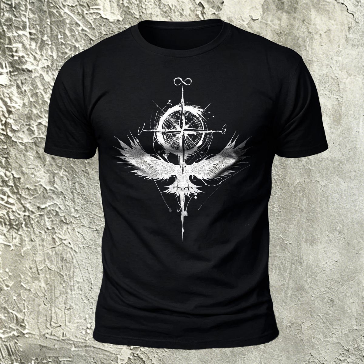 Nautical Pattern Trend Casual Skin-friendly T-shirt Black