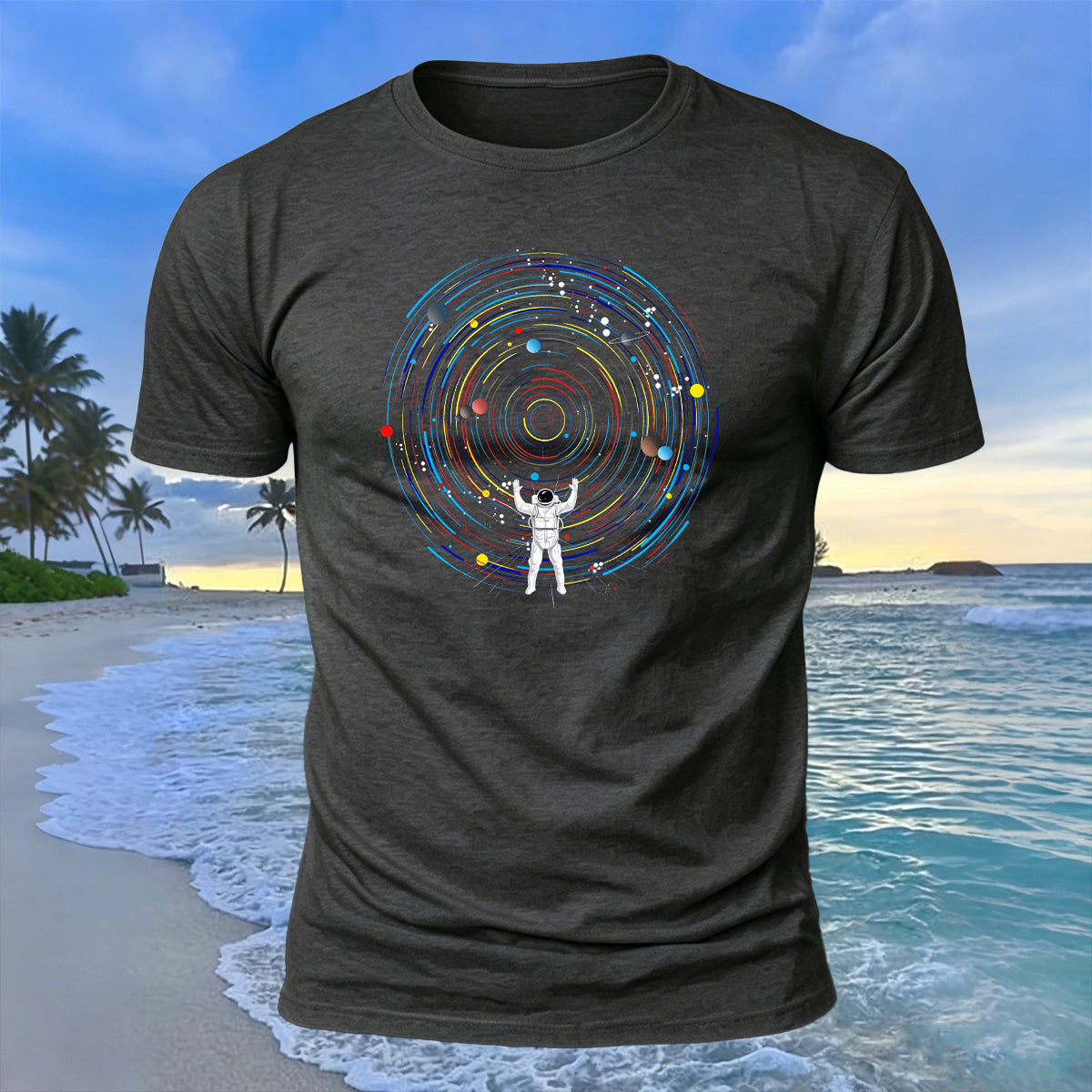 Space Astronaut Print Casual Premium Cotton T-Shirt